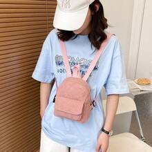 Mochila minimalista de unicolor de nailon, versátil y de moda - Rosa - Ver 3