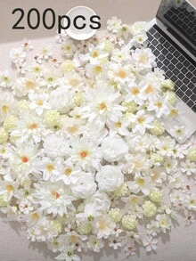 50个仿真花头，大小不一，雏菊花，适用于婚礼工艺品、家居装饰、派对装饰 - 白色 - 查看 10