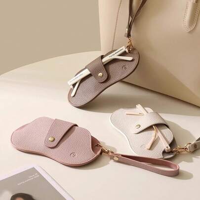 1 Piece PU Leather Sunglasses Case – Lightweight Slim Portable Pouch With Snap Closure, Soft Eyewear Storage Bag For Travel, Perfect Holiday Gift For Men & Women