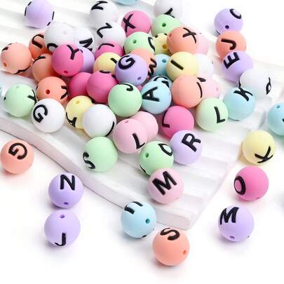 26pcs Colorful A-Z Letter Beads, Silicone Round Beads For DIY Bracelets, Necklaces And Craft Projects, Jewelry Making Beads, Valentine's Day Gift