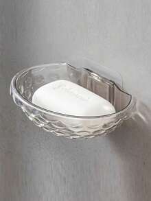 1pc Transparent Soap Dish, Hole-Free Bathroom Wall-Mounted Soap Holder, Soap Dish Drainer Rack, Creative Hole-Free Bathroom Storage Rack, Home Suction Cup Wall-Mounted Soap Dish, Bathroom Transparent Soap Dish, Hole-Free Home Wall-Mounted Sink Soap Dish - Multicolor - View 2