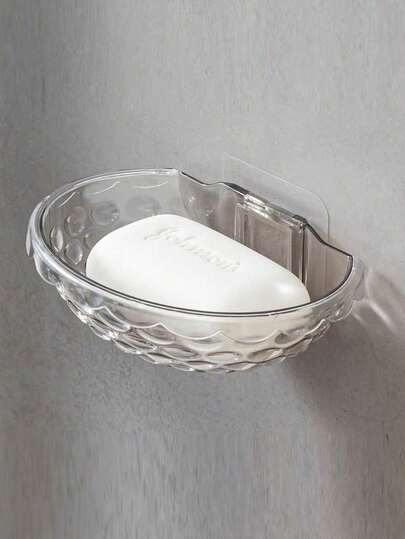1pc Transparent Soap Dish, Hole-Free Bathroom Wall-Mounted Soap Holder, Soap Dish Drainer Rack, Creative Hole-Free Bathroom Storage Rack, Home Suction Cup Wall-Mounted Soap Dish, Bathroom Transparent Soap Dish, Hole-Free Home Wall-Mounted Sink Soap Dish