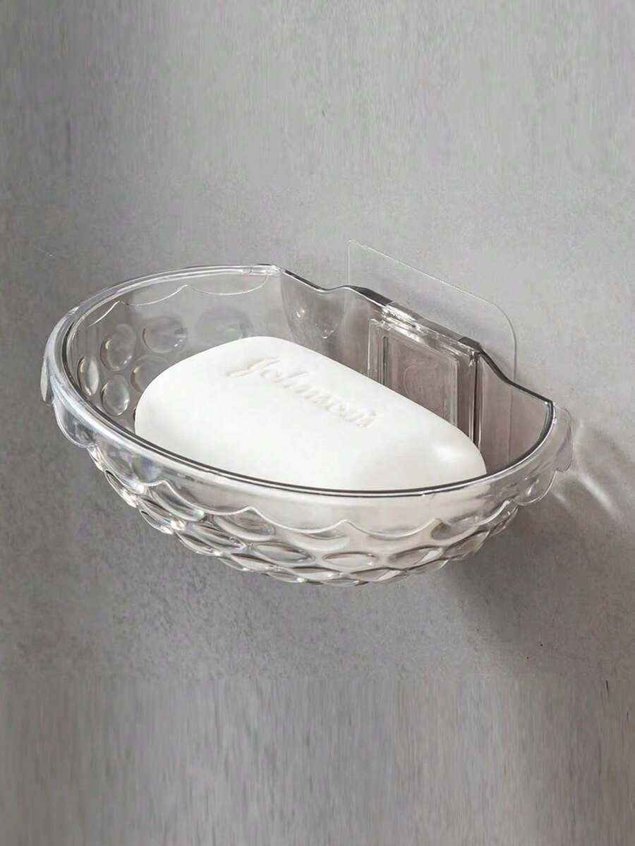 1pc Transparent Soap Dish, Hole-Free Bathroom Wall-Mounted Soap Holder, Soap Dish Drainer Rack, Creative Hole-Free Bathroom Storage Rack, Home Suction Cup Wall-Mounted Soap Dish, Bathroom Transparent Soap Dish, Hole-Free Home Wall-Mounted Sink Soap Dish