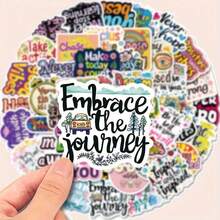 100 Inspiration Quotes Stickers, Cartoon Style Inspirational Stickers, Self-Adhesive Reusable, Matte Surface, Suitable For Laptops, Guitars, Luggage, Skateboards, Etc - Multicolor - View 8