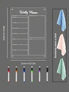 Magnetic Transparent Acrylic Weekly Planner Board, Erasable Magnetic Refrigerator Sticker (Includes 6 Random Color Whiteboard Markers, 1 Random Color Cleaning Cloth) Birthday Gifts Graduation - White - View 10