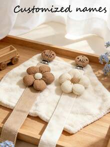 Clips personalizados para chupetes de bebé, juguetes de dentición, diseños de correas de tela - Flor, Zanahoria, Conejo, Clips para chupetes - Multicolor - Ver 6