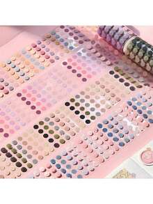 1pc Minimalist Dot Pattern Colorful Decorative Tape, Student Gift DIY Planner Supplies Adhesive Tape Sticker Tools