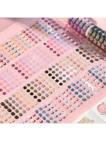 1pc Minimalist Dot Pattern Colorful Decorative Tape, Student Gift DIY Planner Supplies Adhesive Tape Sticker Tools