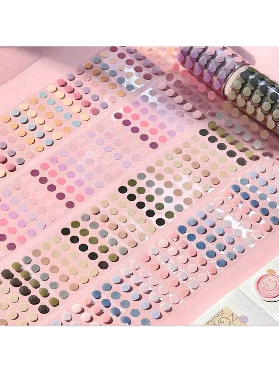 1pc Minimalist Dot Pattern Colorful Decorative Tape, Student Gift DIY Planner Supplies Adhesive Tape Sticker Tools