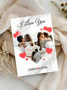 2pcs Customized Valentine's Day Photo Greeting Cards, Personalized Heart Puzzle Cards With Envelopes, Romantic Gifts For Partner, Couple Gifts, Anniversary Cards