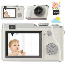 Appareil photo de voyage/pour enfants 4K 48MP à double objectif avec autofocus, zoom optique 16X, écran 2,4", carte 32 Go, flash intégré - léger et portable, convient aux débutants - Multicolore - Voir 2