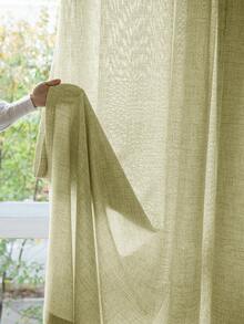 1 pieza Cortina de gasa de lino moderno - Estilo de lino japonés, diseño de bolsillo para varilla, adecuado para sala de estar y dormitorio - Cortina traslúcida y con filtro de luz, cortina de sala de estar, cortina de dormitorio (peso de tela 160g) - verde menta - Ver 6