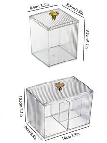 亚克力棉签盒，带盖浴室收纳罐套装，药剂师专用棉球、棉签、圆垫、牙线收纳罐