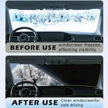 1pc Car Windshield Cover, Anti-Frost Anti-UV, Sun Shade Snow Proof, With Reflective Stripe And Ear Plugs, Fit For Sedan Car Models