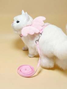 LANGXINGCS 一套糖果色天使翅膀设计防逃脱宠物胸背带和牵引绳，适合小型宠物户外活动 - 彩色 - 查看 1