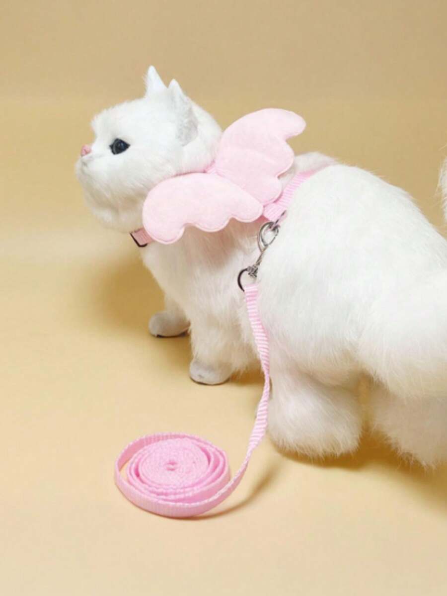 LANGXINGCS 一套糖果色天使翅膀设计防逃脱宠物胸背带和牵引绳，适合小型宠物户外活动 - 彩色 - 查看 1