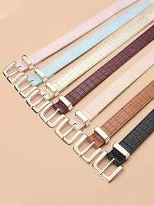 1 pieza Cinturón de mujer con estampado de cocodrilo, hebilla de pasador versátil y minimalista, cinturón de cuero adecuado para vaqueros, vestidos y trajes - Multicolor - Ver 7