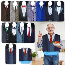 1pc Men's Dining Bib, Business Suit Pattern, Machine Washable, Foldable Pocket Design, Protect Clothing, Suitable For Elderly And Caregivers, Valentine's Day Gift, All Season, Kitchen Accessory - Multicolor - View 8