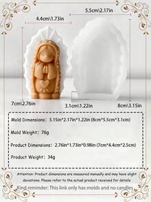 1pc Cute Virgin Mary, Praying Girl Silicone Candle Mold, Rose Flower Heart-Shaped Base, Heat-Resistant High Elasticity Soft Silicone Mold, Multipurpose - Suitable For Candle Making, Plaster/Painting, Squeezing Toys/Stress Relief, Photography Background, Holiday Home Decor, Handmade Gifts, One-Piece Molding, Flexible And Easy To Clean, Soft Silicone Easy To Demold, Reusable - White - View 10