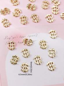 20个美元货币符号锌合金美甲饰品，适用于美甲DIY、美甲宝石和美甲用品 - 彩色 - 查看 4