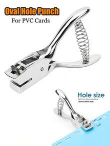1 pieza Perforadora manual de agujero ovalado, adecuada para tarjetas de PVC - Perforadora de insignias de metal manual con ranura de 15x3mm sin rebabas, herramienta profesional para tarjetas de identificación/insignias de fotos/álbumes de recortes - Edición de pequeña empresa esencial para oficina y manualidades - Multicolor - Ver 1