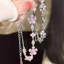 1pc Cherry Blossom Pink Flower Bracelet Is Very Suitable For Women To Wear On Valentine's Day, Dates, Outings, And Daily Wear. - 銀色 - 查看 4