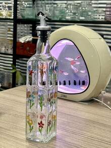 500毫升手绘图案浮雕玻璃厨房家用油壶、醋瓶、调味瓶，1个 - 彩色 - 查看 10