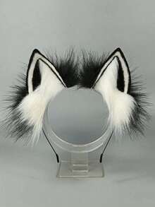 Băng đô tai thú giả lông thú trang trí lễ Phục Sinh, phụ kiện trang phục dễ thương, kẹp tóc hình người sói/sói đơn độc. - Nhiều màu - Xem 2