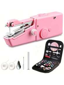 1 Set Of Handheld Electric Mini Sewing Machines For Home Use, Including Sewing Needles, A Portable Manual Sewing Machine, And Hand Tools (Color Random) - Set2 - View 3