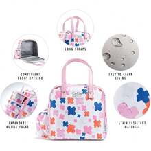 Fit & Fresh - Wichita - Lonchera térmica con bolsa lateral y asas de transporte, kit de almuerzo completo que incluye vaso a juego, 2 recipientes y paquete de hielo - Cruces (X Marks the Spot),38072766 - Púrpura polvoriento - Ver 2