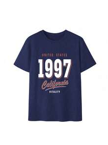 3件套夏季新款简约美式设计印花休闲日常圆领短袖T恤，时尚百搭女式上衣 - 黑白和藏藍 - 查看 9