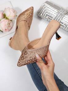 女士高跟鞋 - 金色 - 查看 1