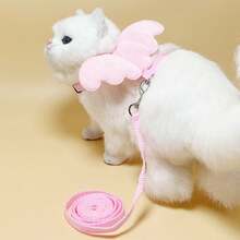 LANGXINGCS 一套糖果色天使翅膀设计防逃脱宠物胸背带和牵引绳，适合小型宠物户外活动 - 彩色 - 查看 21