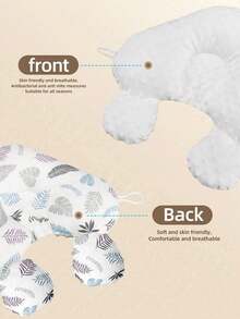 1个升级版婴儿枕，双面多功能枕，可爱卡通动物和羽毛叶子印花，柔软新生儿定型枕，四季皆宜，婴儿舒适枕，婴儿礼物 - 白色葉子 - 查看 4