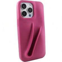 High Quality Soft Touch Silicone Lip Gloss Holder Phone Case For IPhone 17 16 15 14 Pro Max/Pro 16 15 14 Plus 17 Air 15 14, Shockproof & Anti-Drop Back Cover - 樹莓果凍 - 查看 5
