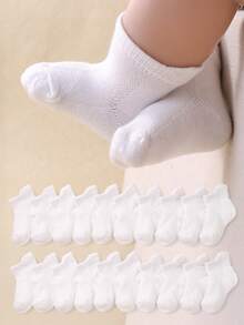 20/10 白色网眼婴儿短袜，加长防滑后跟设计，透气运动袜，适合0-36个月的幼儿，弹性透气不勒脚，适合日常穿着和开学季，婴儿袜，幼儿袜，网眼袜，校服袜，圣诞节/开学季礼物 - 彩色 - 查看 2