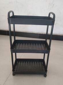 1pc Kitchen Storage Rack, Freestanding Movable Utility Cart, Multi-Function Vegetable Basket Holder - Multicolor - View 15