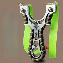 1个金属鹰形弹弓，户外高功率不锈钢弹弓，配高精度扁平橡皮筋 - 彩色 - 查看 2