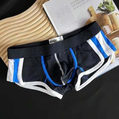 Calzoncillos deportivos de algodón puro transpirable para hombres, calzado plano, patrón simple y moderno, ropa interior juvenil