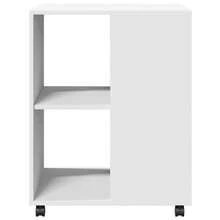 Table d'appoint vidaXL avec roues blanches 55x60x78 cm, fabrication en bois. - Blanc - Voir 5