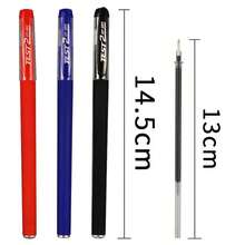 10pcs Blue Matte Barrel Ballpoint Pen 0.5mm & Refills, Water-Based Black/Blue/Red Ink Pens, Student & Office Supplies - Blue - View 4