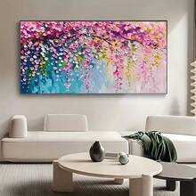 1 Tranh treo tường không khung, tranh nghệ thuật hiện đại chủ đề hoa anh đào - Phong cảnh hoa màu hồng, tranh trừu tượng không khung trang trí tường cho phòng khách, phòng ngủ, phòng ăn - Nhiều màu - Xem 5