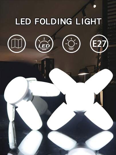E27 LED Bulb Foldable Fan Blade Timing Lamp 28W High Brightness LED Light For Home Ceiling Light Mini Folding Lamp Pendant Lamp Small Size Indoor Lighting AC85-265V