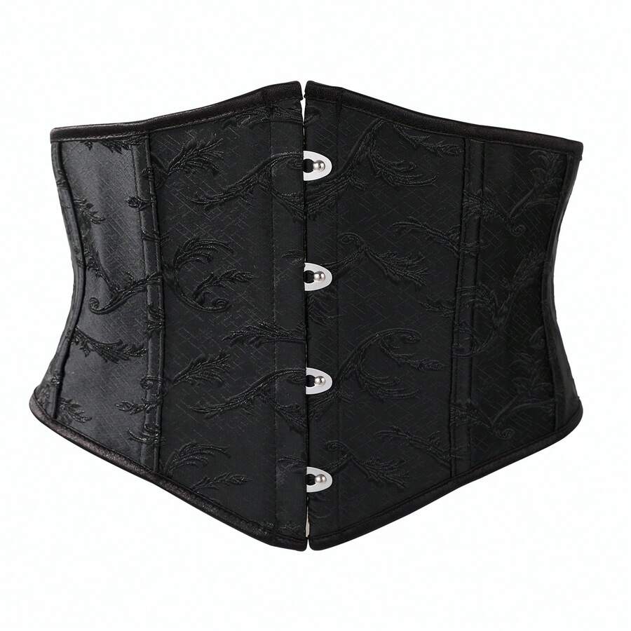 1件装女士束腰塑身衣，紧致收腹带，3D压纹面料腰封 - 黑色 - 查看 1