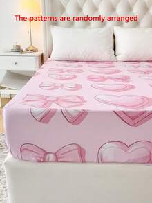 1 chiếc ga trải giường họa tiết trái tim sọc nơ ngày Valentine, túi sâu 35cm, họa tiết trái tim sọc hồng, 100% polyester nhẹ, ga trải giường thoáng khí chủ đề trái tim lãng mạn, ga trải giường trang trí ngày Valentine cho phòng ngủ, bộ đồ giường cho người lớn và thiếu nữ. - Nhiều màu - Xem 8