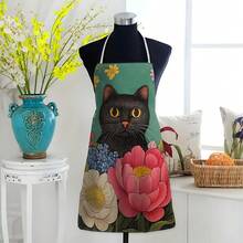 1pc Cat Pattern Printed Apron, 100% Polyester, Sleeveless, Neck Strap Design, Suitable For Cooking, Baking And Entertainment, Great For Home Kitchen, Parties, Outdoor BBQ, Baking Apron | Vibrant Apron | Polyester Apron | Printed Apron - Multicolor - View 4