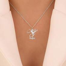 Personalized Gymnastics Name Necklace, Custom Athlete Name & Number/Initials Medal Pendant, Custom Name Stainless Steel Necklace, Fashion Jewelry Gift For Gymnasts, Coaches, Fans - 彩色 - 查看 8