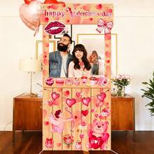 1件情人节相框、情人节窗帘、浪漫粉色小矮人派对拍照背景、结婚周年纪念派对装饰 - 彩色 - 查看 4