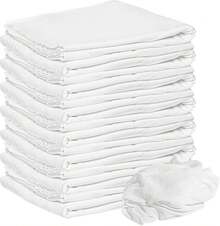 Nabob Wipers New Lint Free Rags 100% Cotton For Cleaning, Soft Cloth Tshirt Material For Cast Iron, Staining Wood, Dust Rags, Shoe Polishing (18"" X18"") 3 Pack, White - ColorF - 查看 1