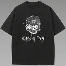 Payeah Grey G59 Records T-Shirt 1 Pcs 220g Heavy Cotton T Shirt - màu đen - Xem 1